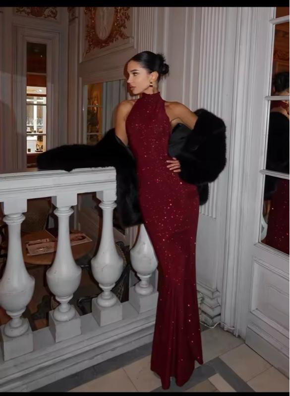 Product Introduction of Party Dresses For Women Fashion Sexy Solid Sleeveless Tank Sheath Hip Wrap Long Vestidos Robe Casual Womenswear Comfort Formal Comfortable Red Red Wine Fit Elegant 9