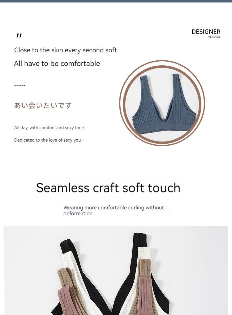 Product Introduction of French Cross Border Deep V Large Bra Women's Sports Bra Yoga Wrap Chest Traceless Back Non Marking Large Padded Bra 1