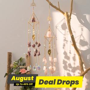 Crystal Light Catcher, Hanging Wind Chime Garden Patio Window Light Catchers，Rainbow Maker Outdoor lndoor Decoration, Bohemian Style Light Catcher Prism