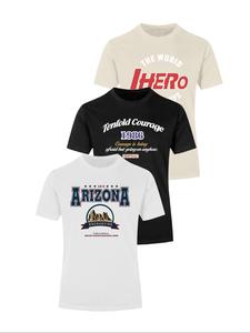 Men's Letter & Figure Print Round Neck Tee, Loose Casual Short Sleeve T-shirt for Summer, Men's Top for Daily Wear, Tropical