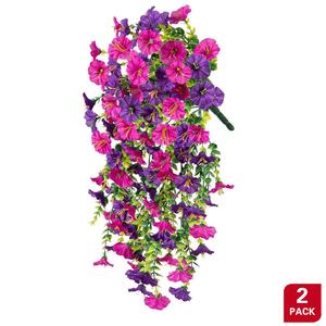 Artificial Fake Hanging Flowers Plants, Faux Silk Violet, UV Resistant Trailing Vines for Outside Home Planter, Flower Design, Decoration Items, Garden Ornaments, Garden Decorations Supplies, Room Decor, Flower Arrangement, Artificial Mixed Flower