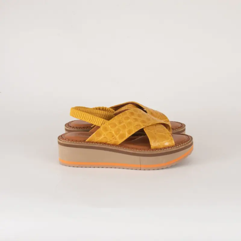 Robert Clergerie Yellow Croc Effect Platform Sandals 4