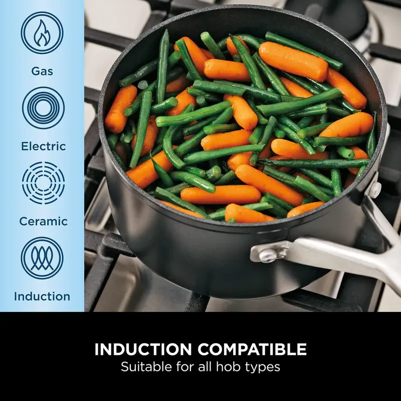 [70%OFF]Cookware 3-Piece Saucepan Set with Glass Lids, Non-Stick, Long Lasting, Aluminium Pan Set, Induction Compatible, Oven Safe to 260 ° C, Black cookware of pots new non  stick  pots pans  cooking  set 4