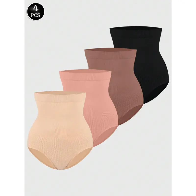 4pcs Color High Waisted Tummy Control Butt Lifter Women's Underwear, comfortable, breathable, and pleasant to wear every day. 5