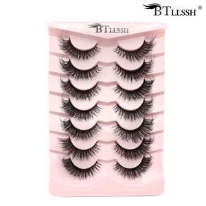 False Eye Lashes, Thick Curling Faux Eyelashes, Wispy Cat-eye Look Faux Lashes, Portable Eye Makeup Tool for Women & Girls