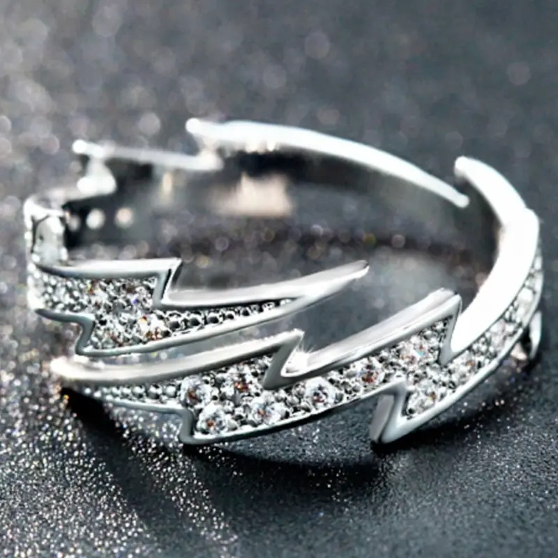 Cubic Zirconia Lightning Finger Rings for Women Wedding, Engagement, Party Jewelry for Women 3