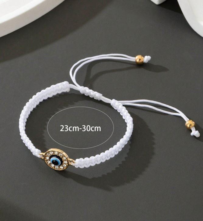 Product Introduction of Unisex Crystal-Studded Devil's Eye Drawstring Bracelet 9