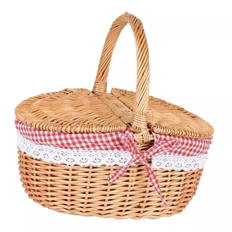 Handwoven wicker Picnic Basket with Washable Lining for 1