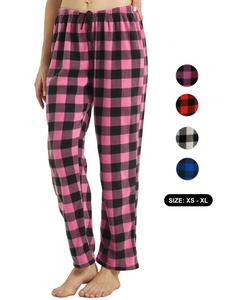 Women's Plaid Pyjama Bottoms Fleece Checked Pjs Pants Soft Drawstring Lounge Sleepwear for Ladies Women Sleep Bottoms for Fall & Winter
