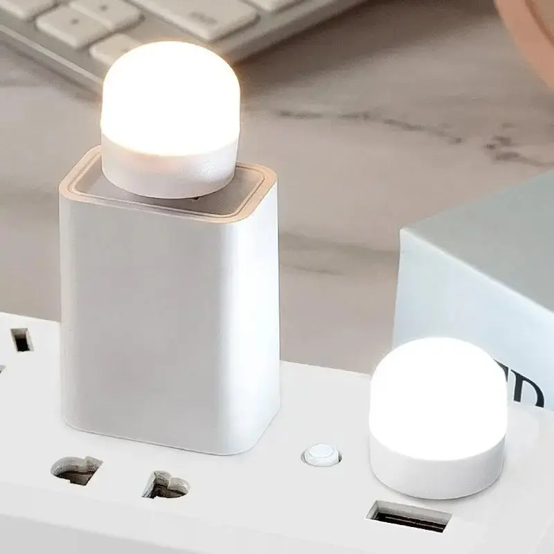 1pc Mini USB Night Light Warm White Eye Protection Book Reading Light USB Plug Computer Mobile Power Charging LED Night Lamp