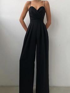 Women's Solid Color Backless Cami Jumpsuit, Elegant Fashion Casual Wide Leg Jumpsuit for Daily Outdoor Wear, Women Jumpsuits for Summer