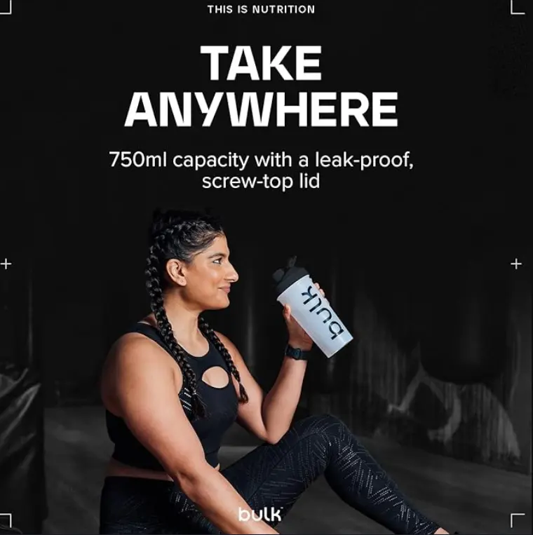 Bulk Iconic Shaker Bottle, 750ml, Clear, Leak-Proof, BPA-Free, Wire Mixing Ball for Lump-Free Shakes, Convenient Carry Handle, Transparent Fill Level, Dishwasher Safe 2