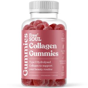 Collagen Glow Up Gummies by Free Soul – Type I Hydrolysed Collagen Peptides | Skin, Hair, Nails & Joints | 60 Gummies