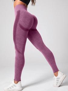 Women's Solid Ruched High Waist Sports Leggings, Sporty High Stretch Seamless Skinny Pants for Yoga Gym Fitness, Summer Outfits 2024, Ladies Sportswear for All Seasons