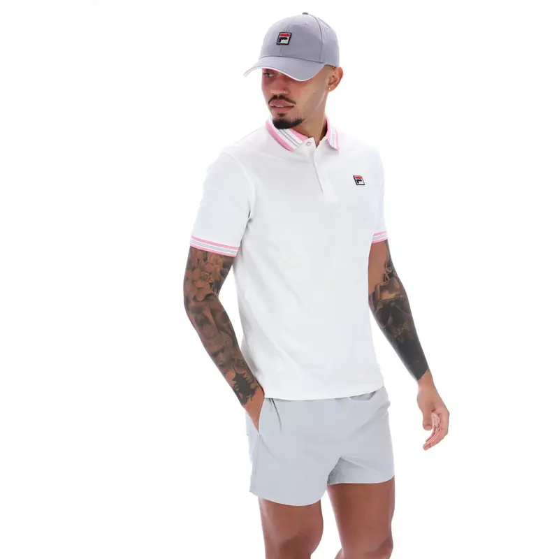 Fila Faraz Tipped Rib Polo White/Prism Pink/High Rise 2