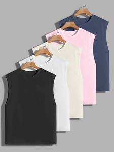 Men's Solid Color Tank Top, Casual Breathable Sleeveless Top for Summer, Men's Clothes for Daily Wear