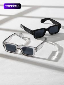 Summer Trendy Square Frame Sunglasses, Outdoor Sun Protection Sunglasses for Women/Men, Travel Essentials, Lightweight & Durable Summer Glasses