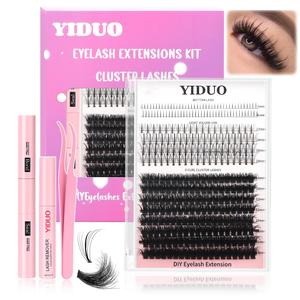 D Curl Mixed Size Individual Cluster Lash False Eyelashes with Eyelash Bond & Seal Glue & Lash Remover & Lash Tweezers, 1 Set Natural Look Eyelash Extensions, Gift