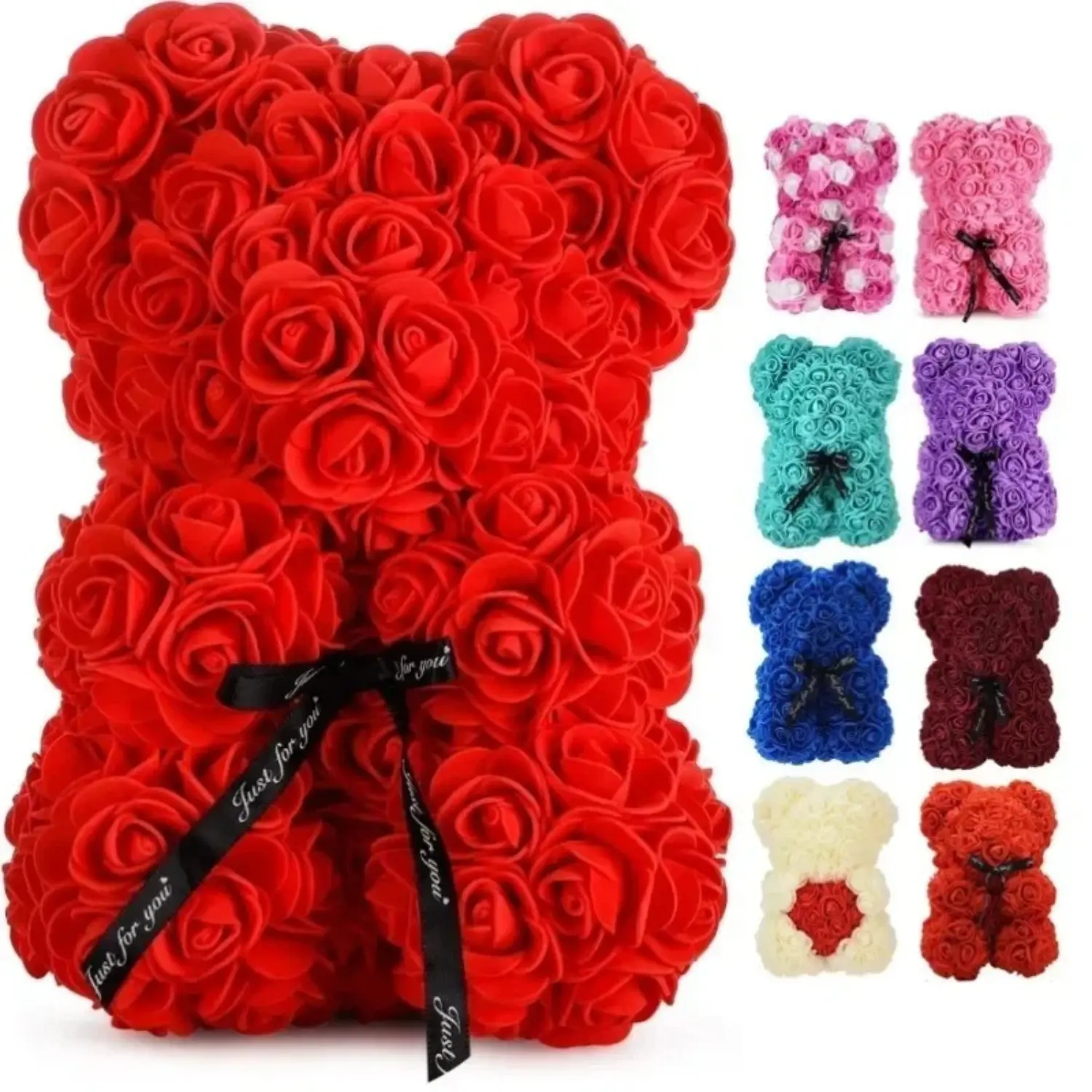 New Artificial Flower Eternal Rose Teddy Bear for Mom Mother's Day Birthday Valentine's Day Anniversary Gifts & Decorations Decorative Pink