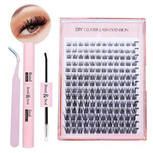 Natural Look Eyelash Extensions Set, Faux Cluster Lashes & Eyelash Tweezers & Eyelash Bond and Seal Glue, Customizable Styles, Lash Extensions Kit, Diy Lash Kit, Spikes Lash Clusters, Makeup, Eyelash Tools, Eyelash Bonding Tools, Individual Eyelash Kit