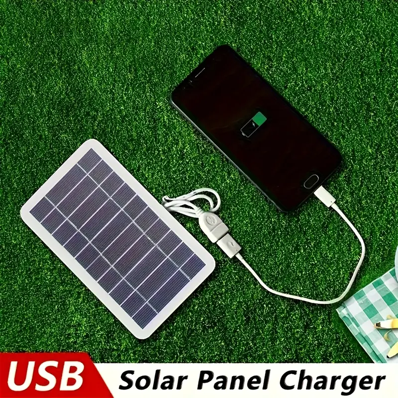 1pc Outdoor Solar USB Charger, Portable Charging Panel for Travel and Camping, Compatible with Mobile Power Banks, Phones, Flashlights, Fans - Conductive Metal, Type-C Interface, EVA Packaging, Camping Accessories 0