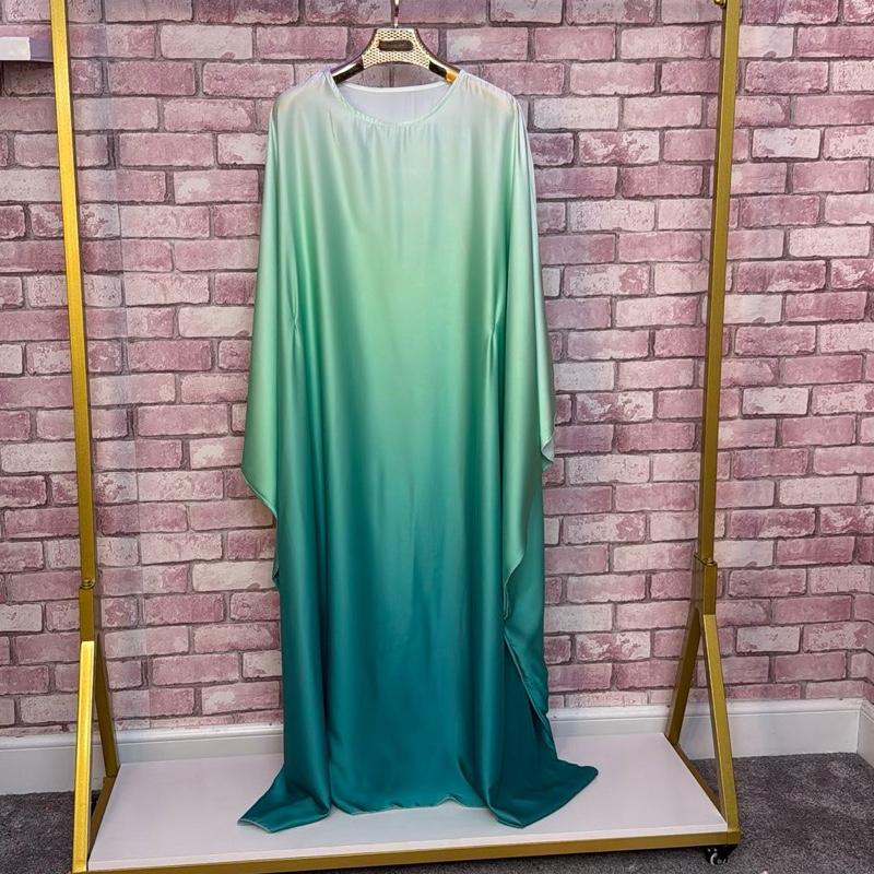 Ombré Luxe Satin Batwing Kaftan Abaya Dress One Size (UK 6-26) With Inside Belt Length 54 inches Inside Belt 7