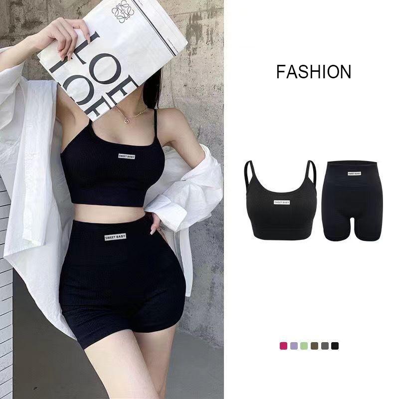 Product Introduction of Womens Intimate Sexy Bra Bustier Shorts Set Camisole Padded Tank Top Female Slim Sports Underwear Pants Suit Summer Lingerie 1