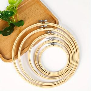 Bamboo Embroidery Hoop Set, 5 Counts/set Adjustable Embroidery Hoop, DIY Embroidery Tool for Cross Stitch, Sewing Supplies, Embroidery Kit