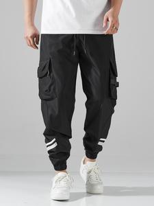 Men's Solid Flap Pocket Cargo Pants, Loose Casual Street Trendy Trousers for Spring & Fall, Men's Bottoms for Daily Wear