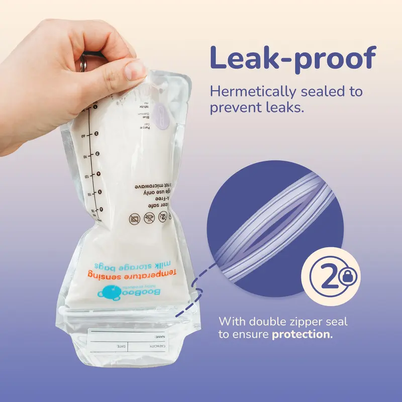 Booboo x80 Breast Milk Storage Bags, Temp-Sensing Discolouration Breastmilk Storing Bag, Self Standing, No-Leak Milk Freezer Suitable Storage Pouches for Breast Milk Storage 1