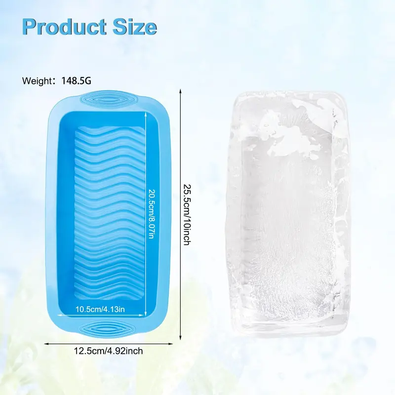4 Pcs Large Ice Cube Tray, Big Ice Cube Moulds for Freezer, Easy Release Reusable Giant Trays Making 4.5 lbs Ice Cubes for Ice Bath Cold Plunge Tub or Coolers Silicone Traditional Utensils Drink 1