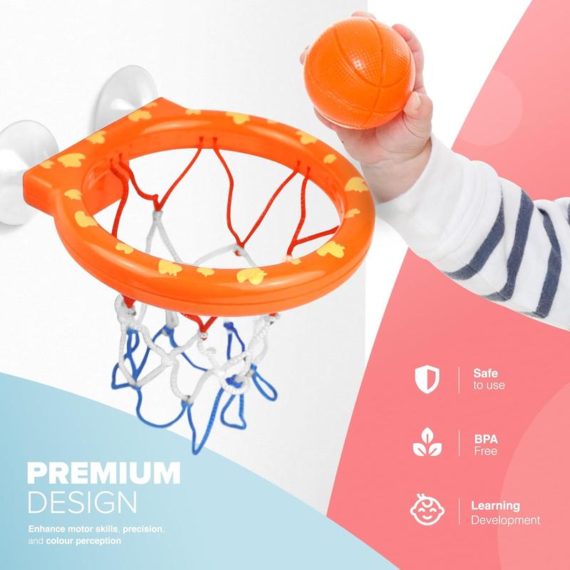 Summer Spring Father's Day Gift  Baby Bath Basketball Hoop Toy - Interactive Bathtub Basketball Set with 3 Balls Included with Strong Suction Cups -Fun Toddler Toy for Boys & Girls 3