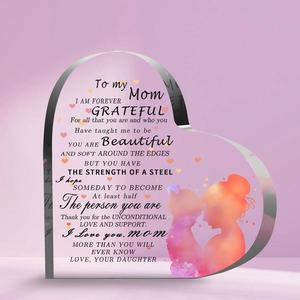 Clear Acrylic Heart Shaped Desktop Ornament for Mother's Day Gifts, 1 Count Ornament Gift, Memorial Gift, Birthday Gift Ideas, Summer Essentials, Meaningful Gift For Mom