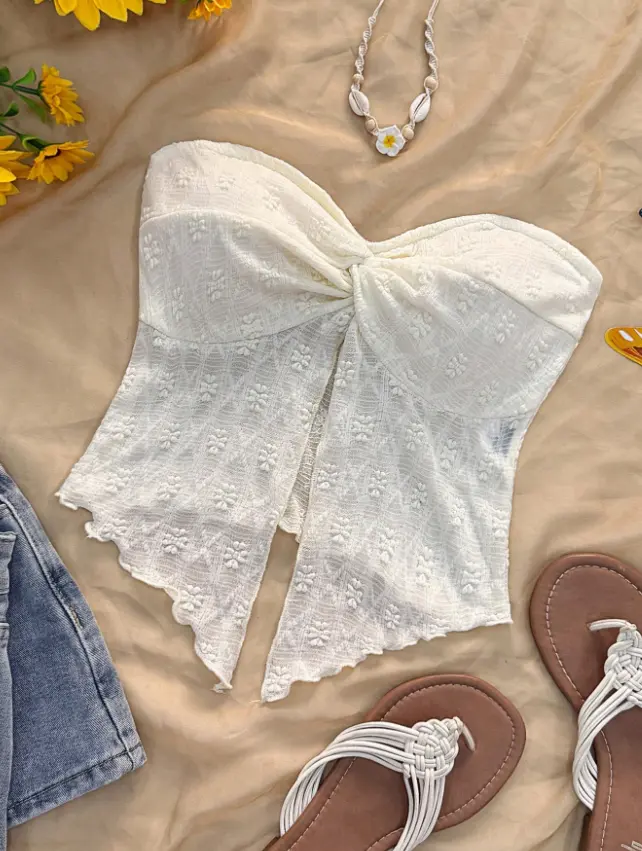 Women's Casual Twisted Asymmetrical Hem Tube Top, Suitable For Spring And Summer