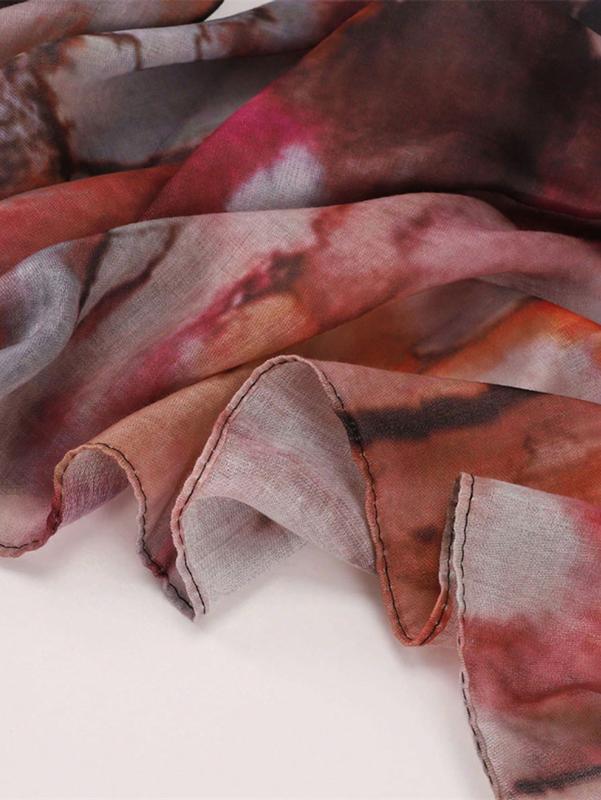 Women's Bohemian Style Watercolor Floral Print Hijab Alternative Scarf for Autumn/Winter 4