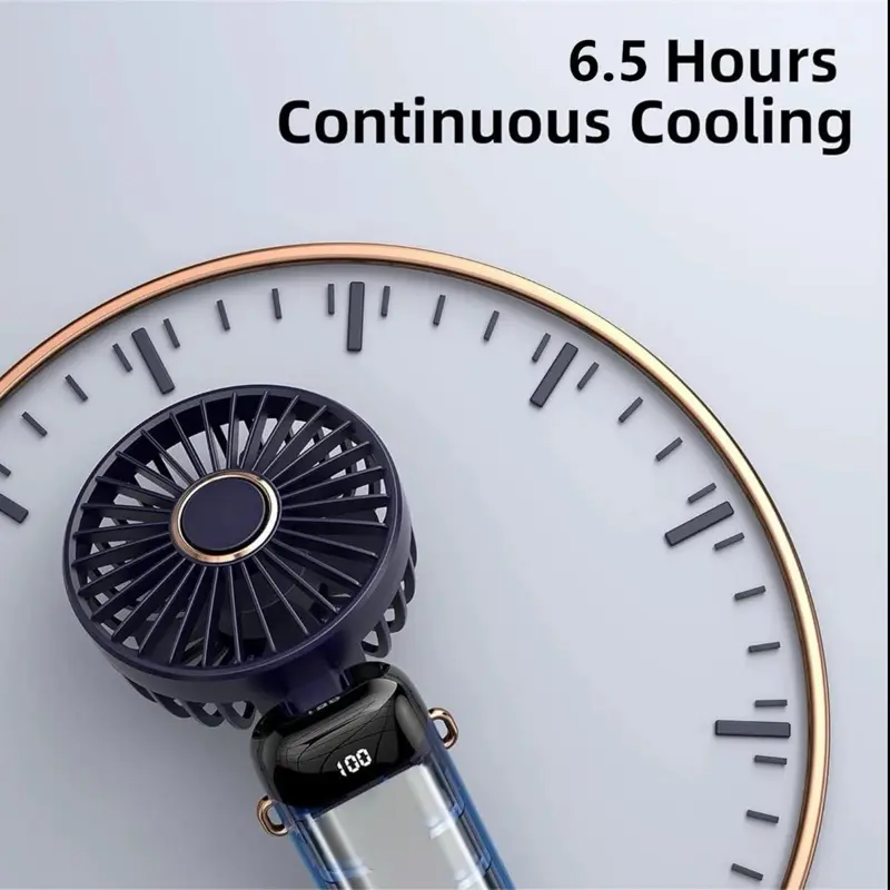 Portable Fan, USB Rechargeable Fan Portable Handheld Fans, Personal Cooling Fan with Digital Display, 90° Ajustable Handheld Mini Fan for Outdoor Sports, Fans Portable Gifts 6