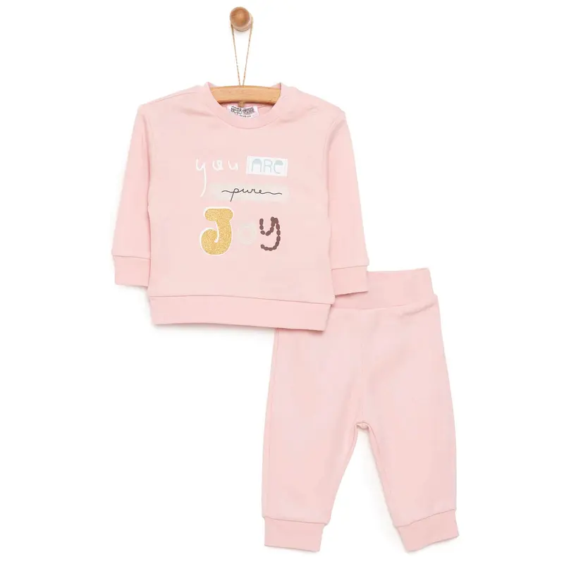 HelloBaby Baby Girl Sweatshirt Footless Bottom - Powder 0
