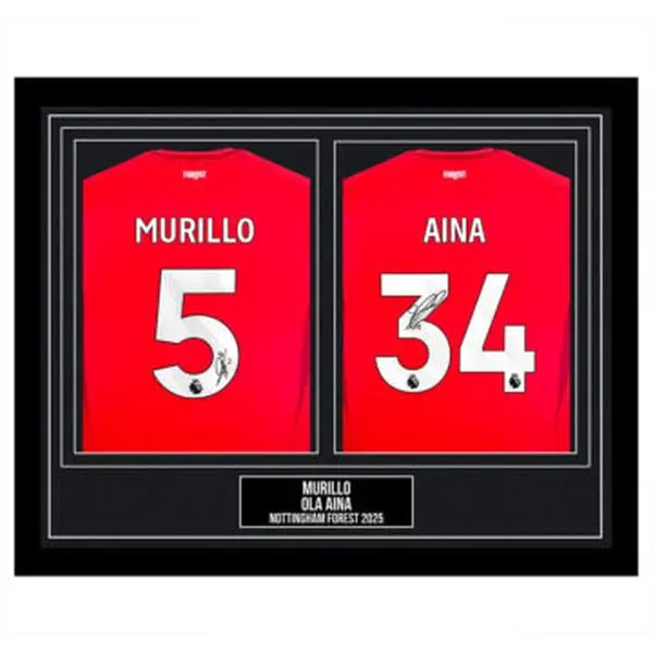 Signed Murillo & Ola Aina  Duo Shirts – Nottingham Forest 2025 0