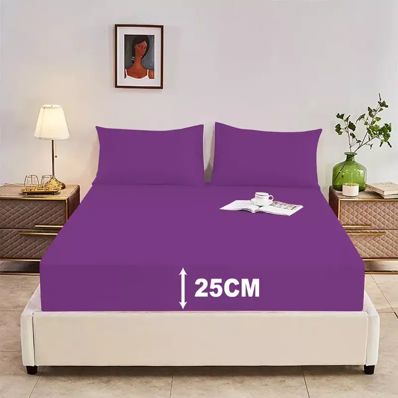 New  Fitted Bed Sheet 25cm Extra Deep, Wrinkle, Fade, and Stain Resistant Polycotton Fitted Sheet, Luxurious and Cosy Soft Non-Iron Bedding Fitted Bottom Sheets 6