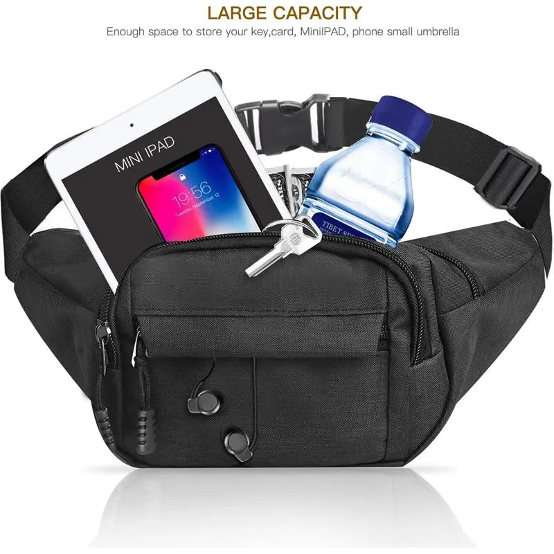 Bubag Waist Bag, Waterproof 4 Zip Pockets Fanny Pack Running Waist Pack Bag Adjustable Belt Waistpacks for Outdoors,Travel,Sport, Hiking 7