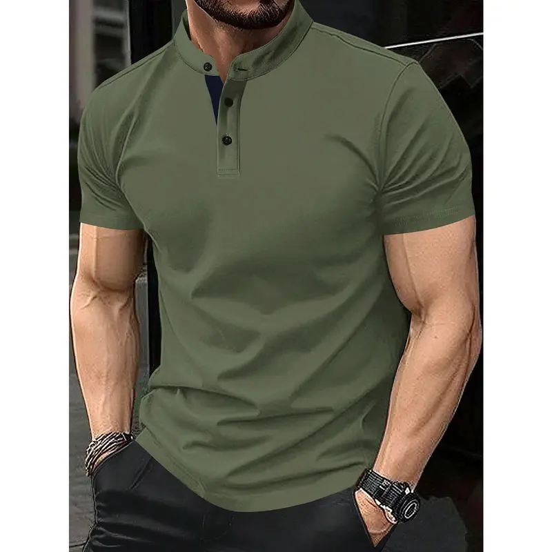Manfinity Homme Men's Solid Color Short Sleeve Casual Work Polo Shirt, Summer Menswear Top 0