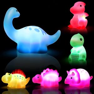 Dinosaur Design Bath Toy, 6 Counts/set Cute Glow Shower Toy, Light Up Bath Toy, Fun Bathing Toy for Shower Bathtub Swimming Pool, Christmas Gift, Gift for Kids