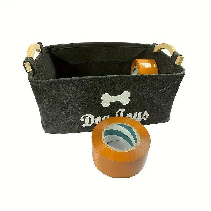ORACEGRA        1 Piece FUKUCHONG Vinyl Felt Dog Toy Storage Basket - A Pet Toy Organizer with Handles, Battery - Free. 5