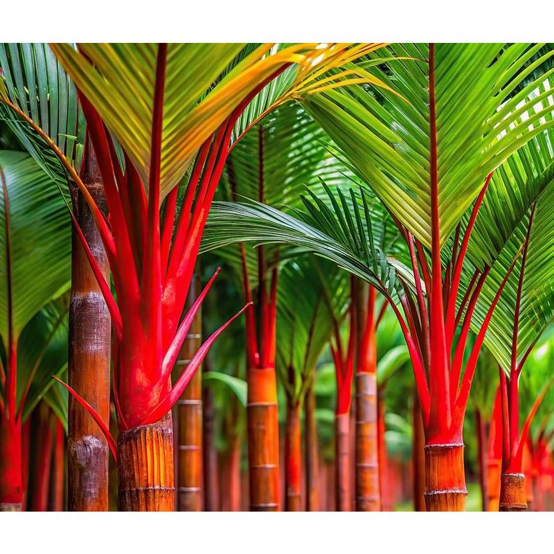 10 Red Sealing Wax Lipstick Palm Tree Seeds (Cyrtostachys Renda) House Plant Easy Plant 1