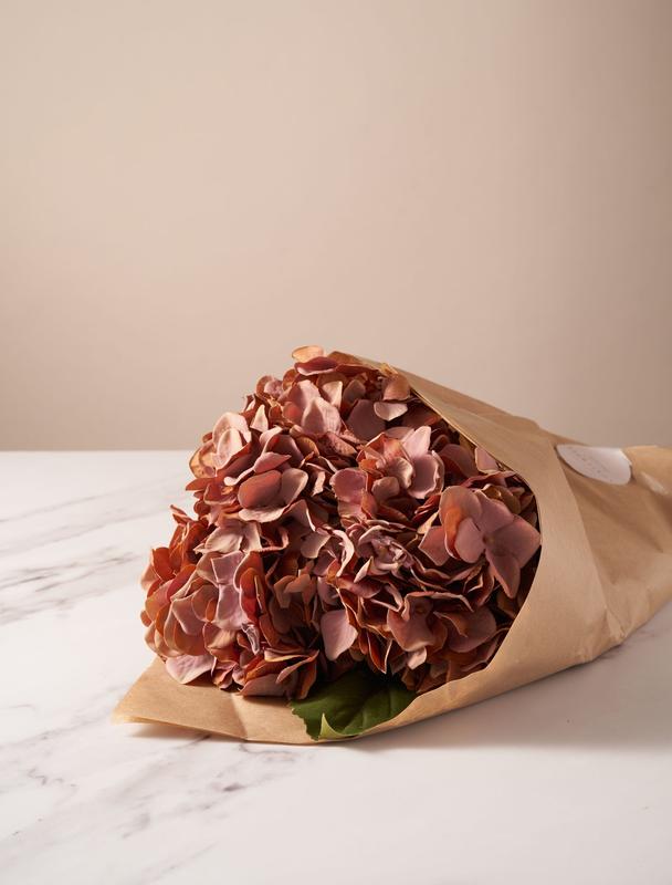 Faux Hydrangea Bouquet - Dusky Pink (4 stems) 1