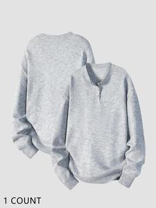 Men's Solid Sweater, Regular Fit Casual Fashion Long Sleeve Jumper for Spring & Fall, Men's Knitwear for Daily Wear