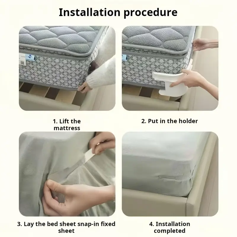 Bed Sheet Holder with Lock Strips, 4PCS Heavy Duty Lock Sheet Holders Fitted Sheet Holders for Corners Bed Sheet Straps, Non-Slip Sheet Corner Holders for All Sheet Mattress Sizes (White) 7