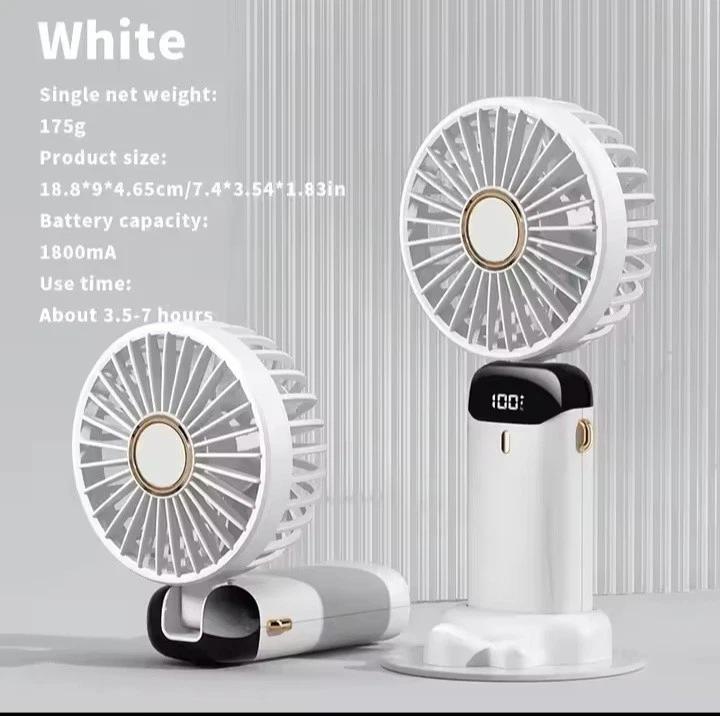 USB Handheld Mini Foldable Neck Hanging Fan 5-Speed Rechargeable 0