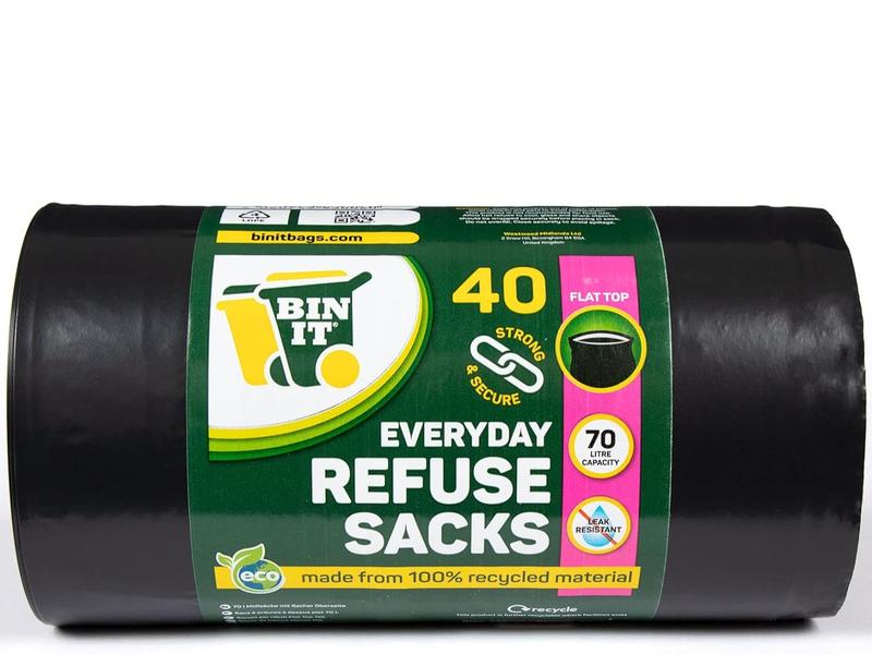 Set of 40 Everyday 70L Strong & Secure Refuse Sacks Tear Resistant Bin Bags 0