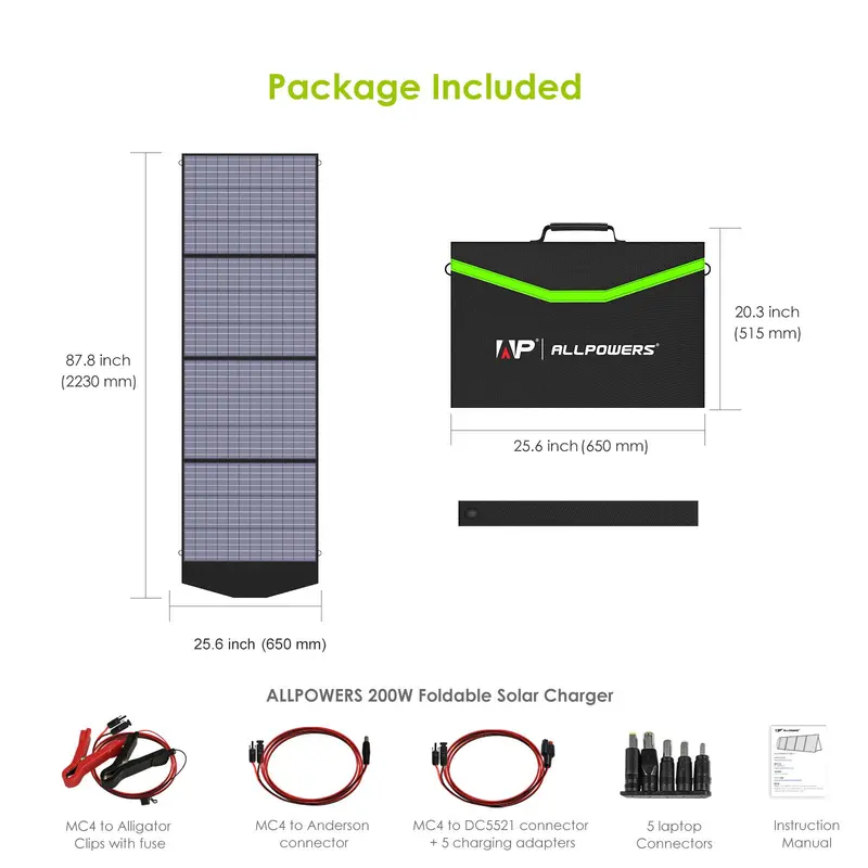 ALLPOWERS 18V Foldable Solar Panel,  60/100/140/200W Mobile Solar Charger for Power Supply, Laptop, Solar Generator, Fishing 5